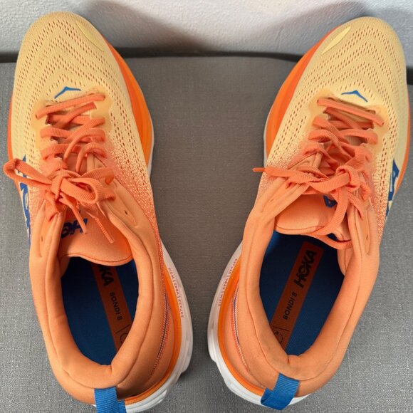 Hoka One Men's Bondi 8 Running Sneaker Shoes 13D  Orange Athleisure Comfort - Picture 3 of 14